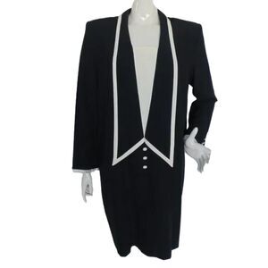 Vintage Dress, 9/10, Statement Collar, Navy/White trim, Long sleeve JOHN ROBERTS